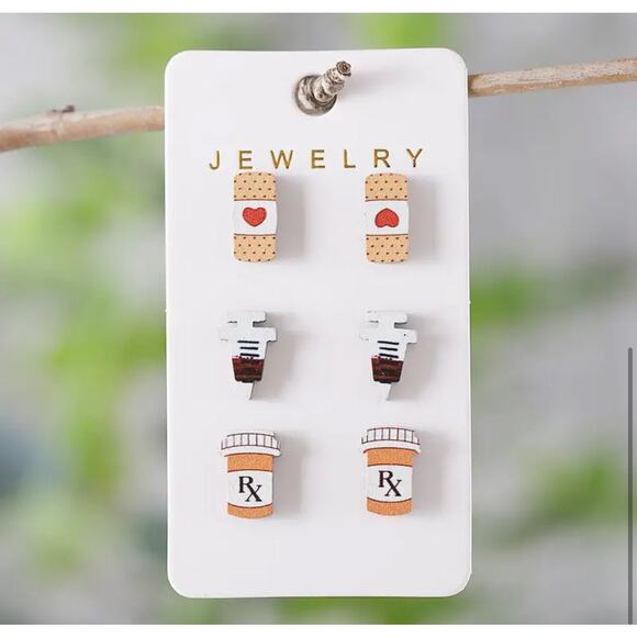 Nurse/ Doctor Charting/Charts Stud Style Earrings Hospital/Dr Office - Picture 6 of 6